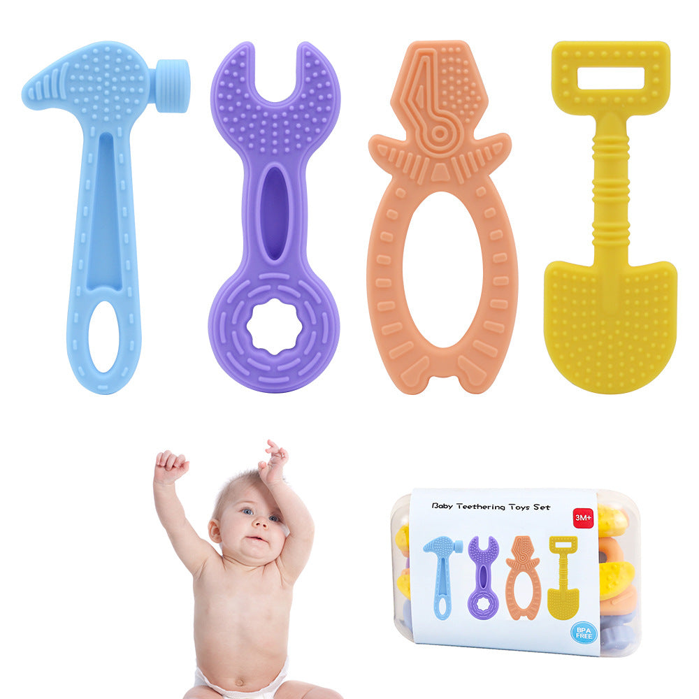Wholesale 10PCS/PACK Silicone Hammer Wrench Teether Baby Teether Teething Stick